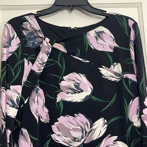 Black floral print jersey dress